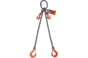 Advantage Rigging - Chain Sling - 5/16" x 10' Double Leg with Sling Hooks and Adjusters - Grade 100