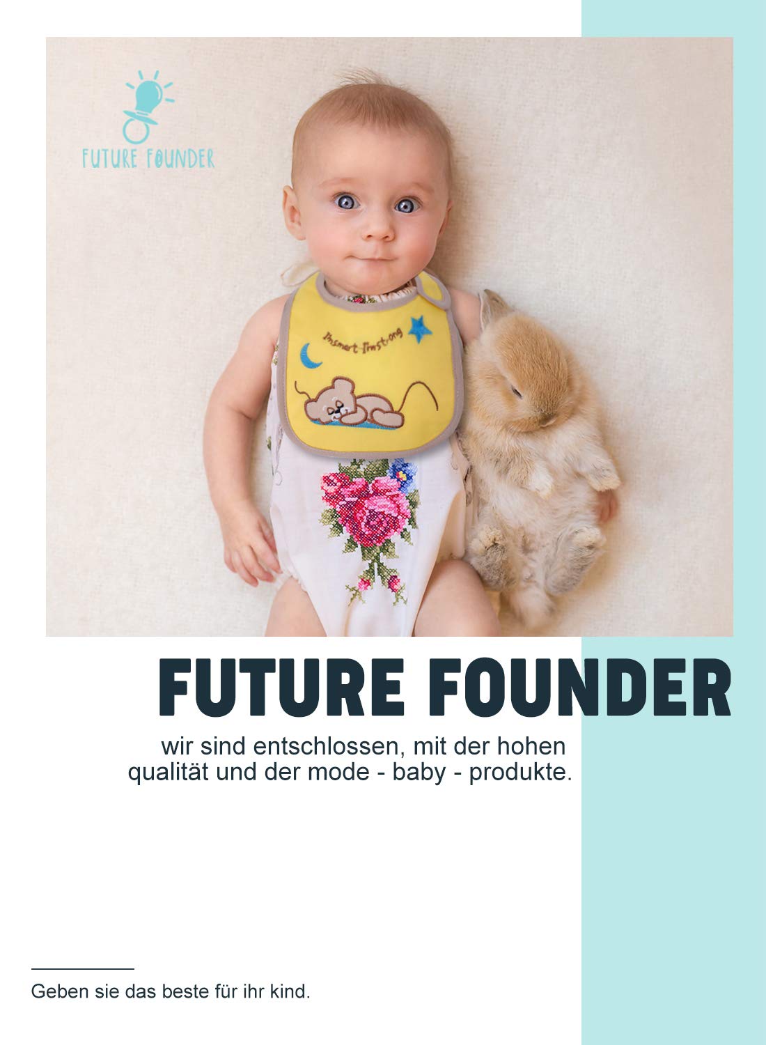 FUTURE FOUNDER Baby Lätzchen Wasserdicht Weich 10er Halstücher aus Baumwolle mit Klettverschluss für Baby Jungen Kleinkinder