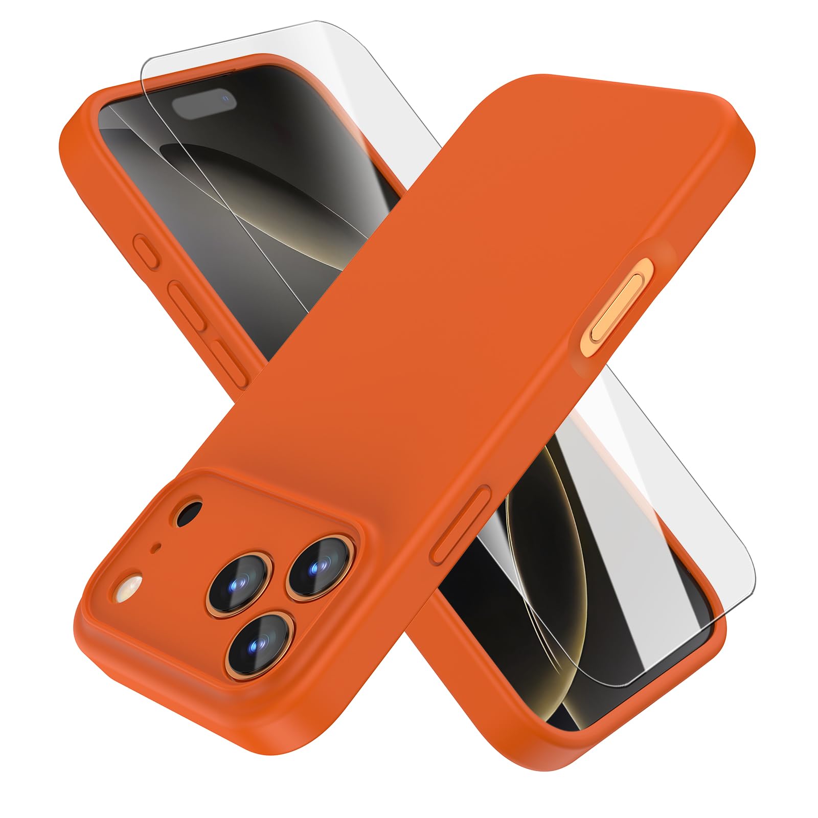 Photo 1 of MILPROX Compatible with Magsafe for iPhone 17 Pro Silicone Case 6.3 inch, Magnetic Liquid Silicone Protective Shockproof Bumper Rubber Gel Shell Cover - Orange