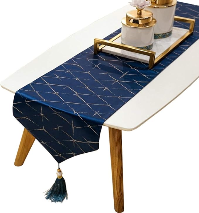 Runner Da Tavolo LOZULO In Lino - 40x140 Cm, Blu, Lavabile Per Esterni