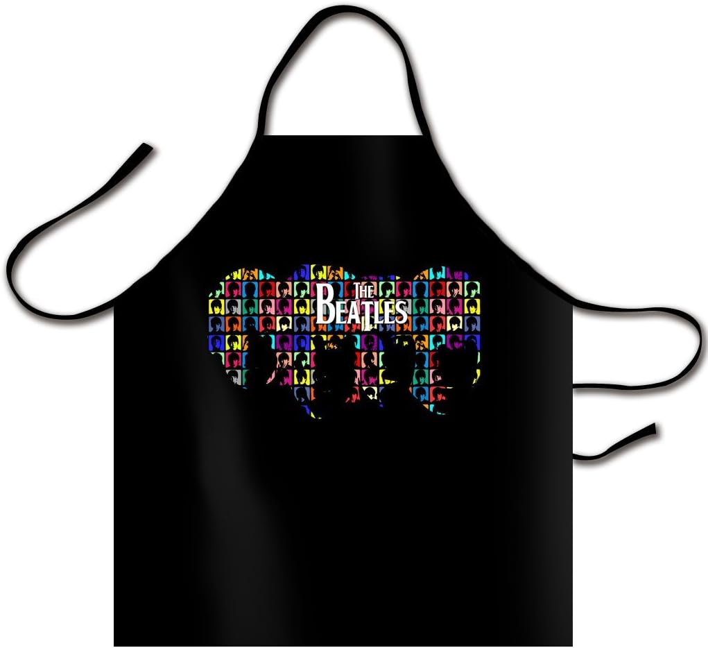 Kaylin Men's Adjustable Popular Band The Beatles Logo Bib Apron Canvas Chef Apron Cooking Apron Professional Apron
