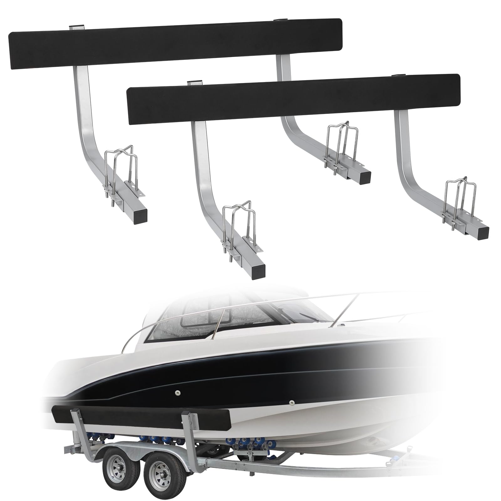 Photo 1 of ***MISSING HARDWARE***60" Boat Trailer Guide, 2PCS Rustproof Steel Trailer Guide ons, Trailer Guides with Carpet-Padded Boards, Mounting Parts Included, for Ski Boat, Fishing Boat, Sailboat Trailer