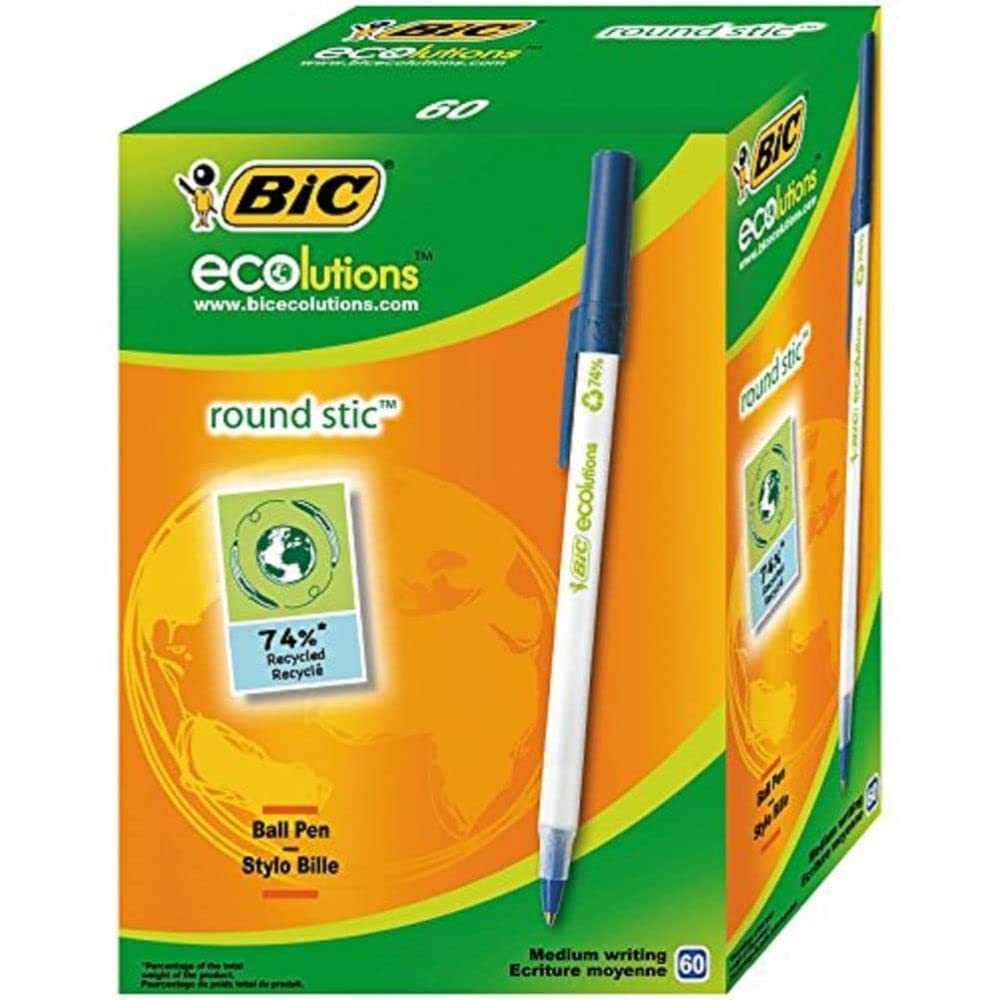 BIC Ecolutions Round Stic Pens - Blue (Box of 60)