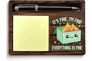 QODMGD Dumpster Fire Sticky Note Holder Funny Office Gifts for Coworkers Employees, I'm Fine Everything is Fine Dumpster Fire Post It Note Dispenser for Office Cubicle Desk Decor