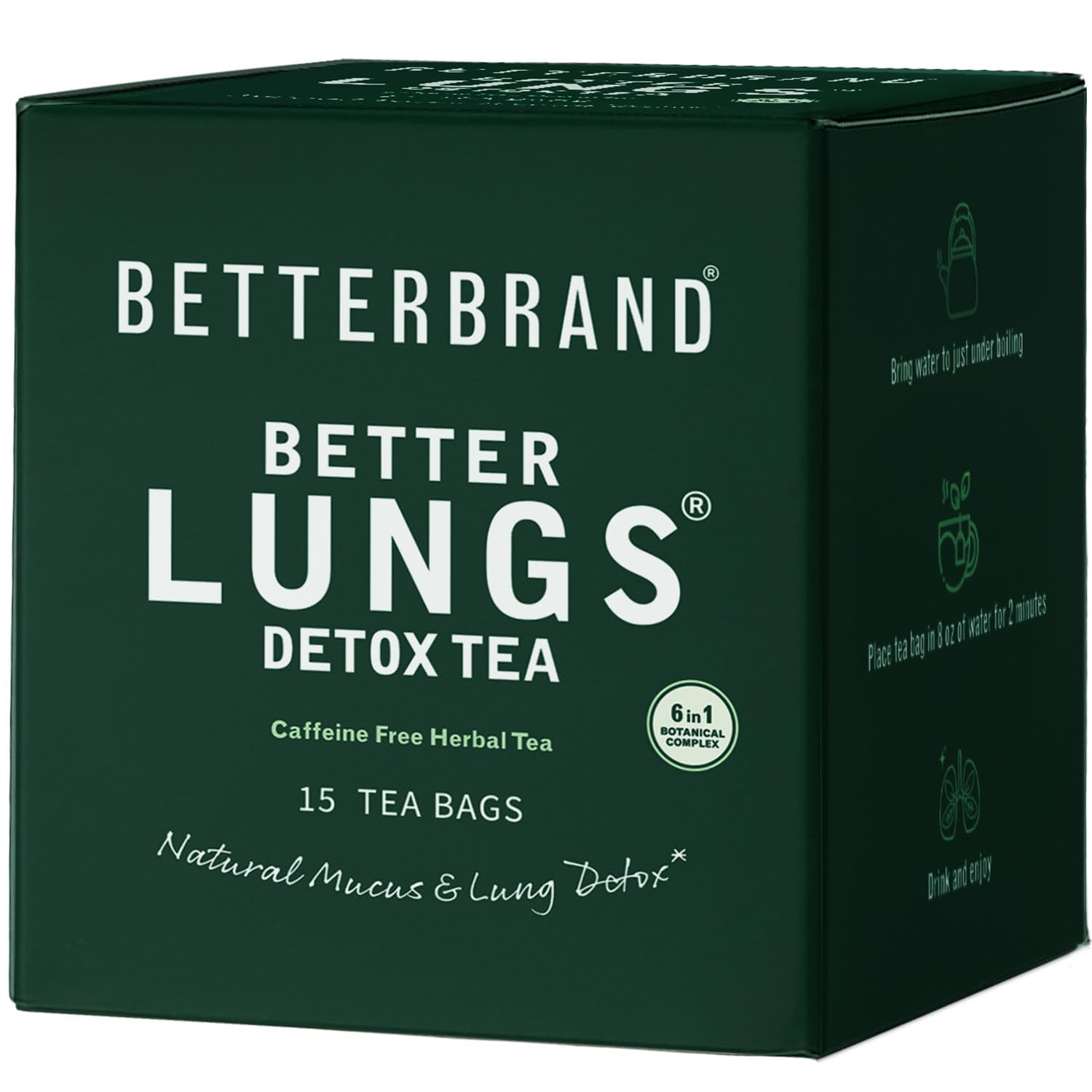 Betterbrand Mullein Tea Bags for Lungs - Herbal Tea | for Respiratory Support | Caffeine-Free | Loose Leaf Blend | with Mullein Leaf Extract | 15 Bags | for Lung Health and Wellness