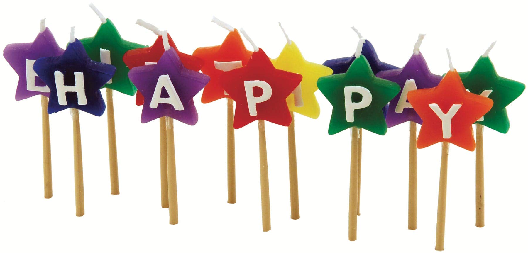 Tala Happy Birthday Star Candles, Cake Topper Decoration, Party Supplies, Cupcakes, 13 Fun Bright Multicolour Wax Candles, Party Time, Celebration