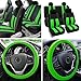 FH Group Automotive Seat Covers Combo Silicone Steering Wheel Cover Full Set Car Accessories Green, Striking Striped Seat Covers Airbag and Split Rear Universal Fit for Cars Vans Trucks SUV