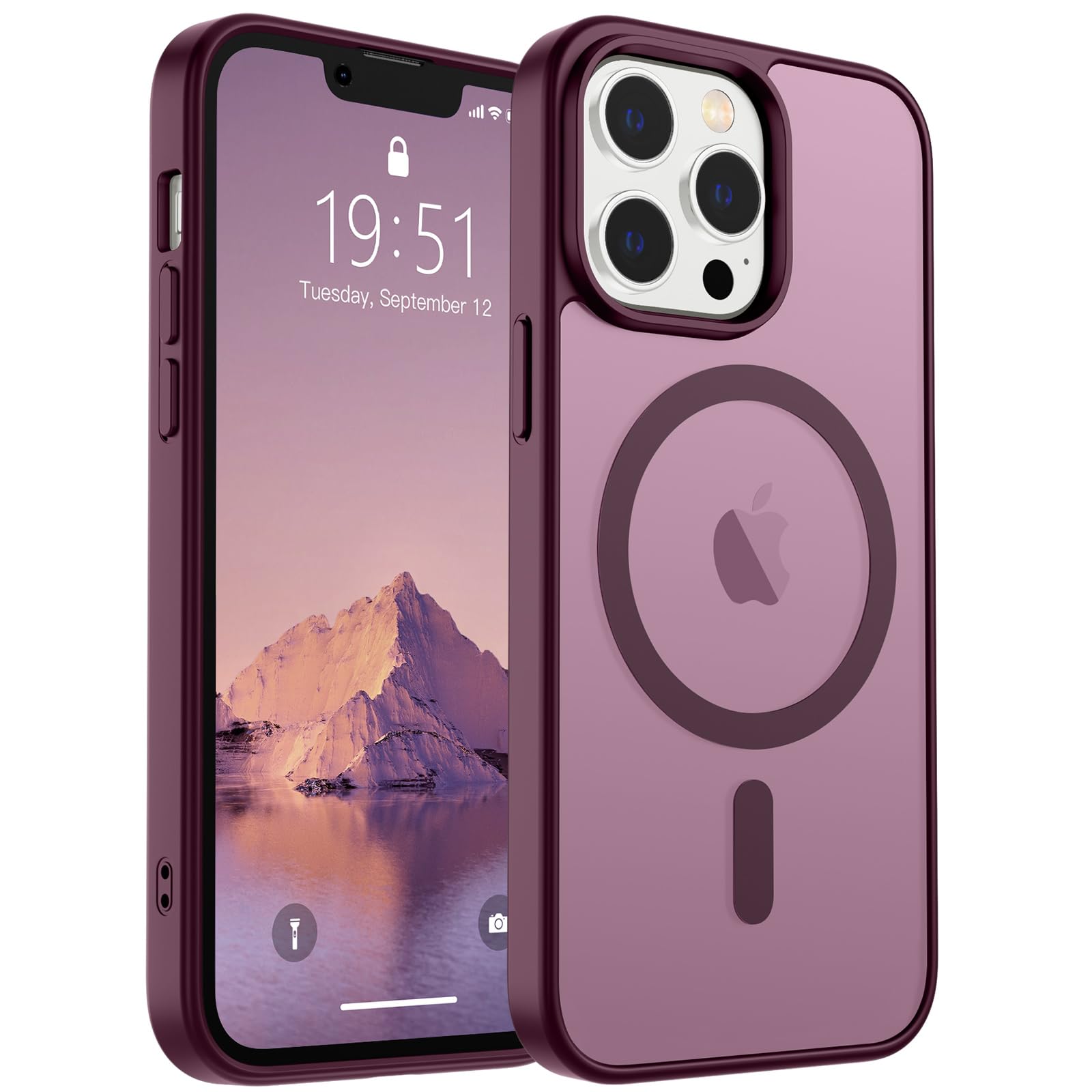 Photo 1 of SUPFINE Magnetic for iPhone 13 Pro Max Case (Compatible with MagSafe) (Military Grade Drop Protection) Slim Translucent Matte Shockproof with Anti-Fingerprint Phone Case,Wine Red