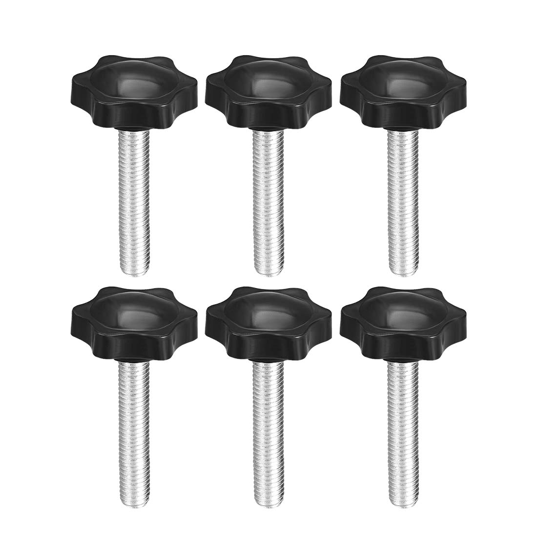 uxcell Clamping Screw Knob, 31mm Dia Plum Hex Shaped Grips Star Knob M8x50mm Male Thread, 6pcs