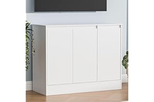 Housoul Buffet Cabinet with Storage, Coffee Bar Cabinet with 3 Doors and Adjustable Shelf, Modern Kitchen Buffet Sideboard for Living Room, Kitchen, White