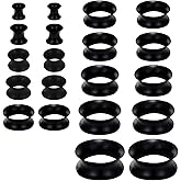 Yaalozei 6G-25mm Thin & Thick Silicone Ear Gauges Stretching Kit Flexible Tunnels Plugs for Ear Expander Gauge Earlets Plug Set Gauges Kit