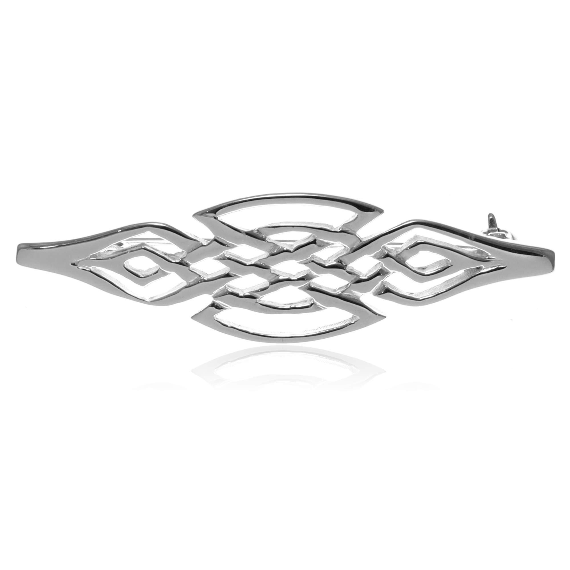 Alexander Castle 925 Sterling Silver Celtic Brooch for Women - Ladies Brooch Pin with Jewellery Gift Box - 44mm x 11mm