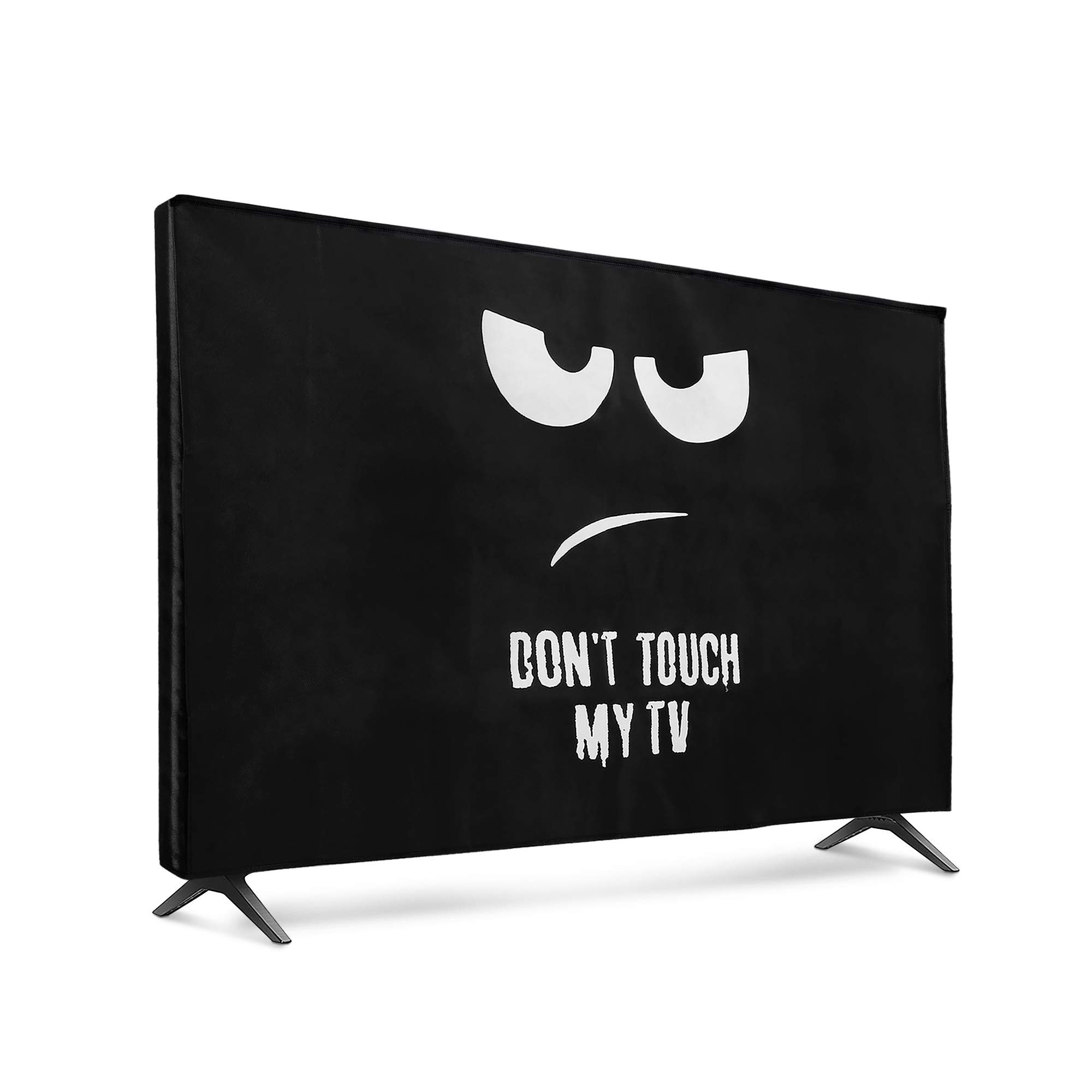 kwmobile Indoor 32" TV Cover – Television Dust Cover Screen Protector – TV Screen Dust Protection – Synthetic Fabric White/Black — image 1