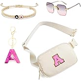 Letter Waist Pack for Women Girls – Initial Crossbody Fanny Pack with Keychain, Personalized Gift Bag(A)