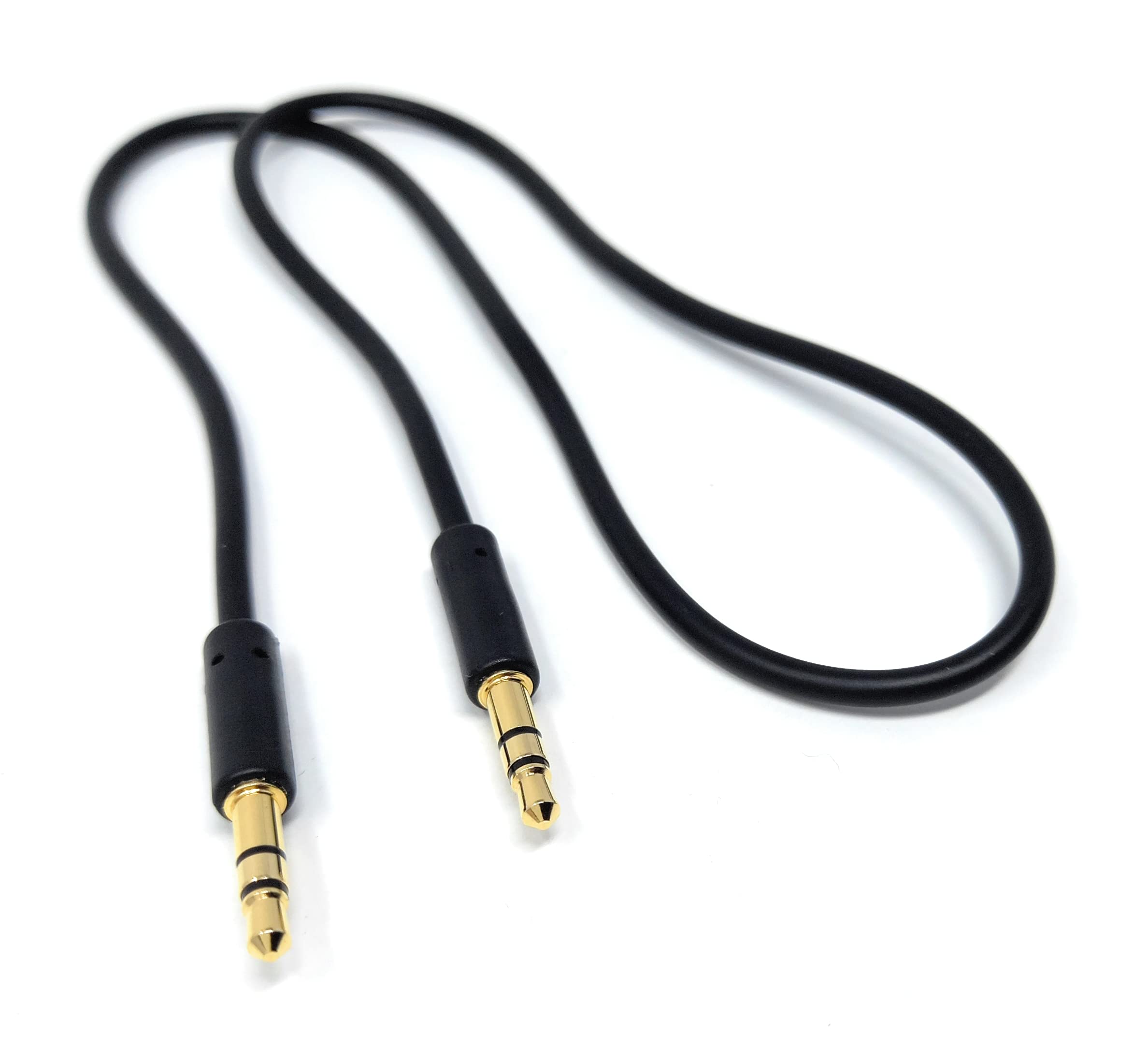 DRUT 50cm short 3.5mm Stereo Audio Jack Plug to Plug, Male to Male AUX, Slim Flexible Lead Cable 1.6ft Black
