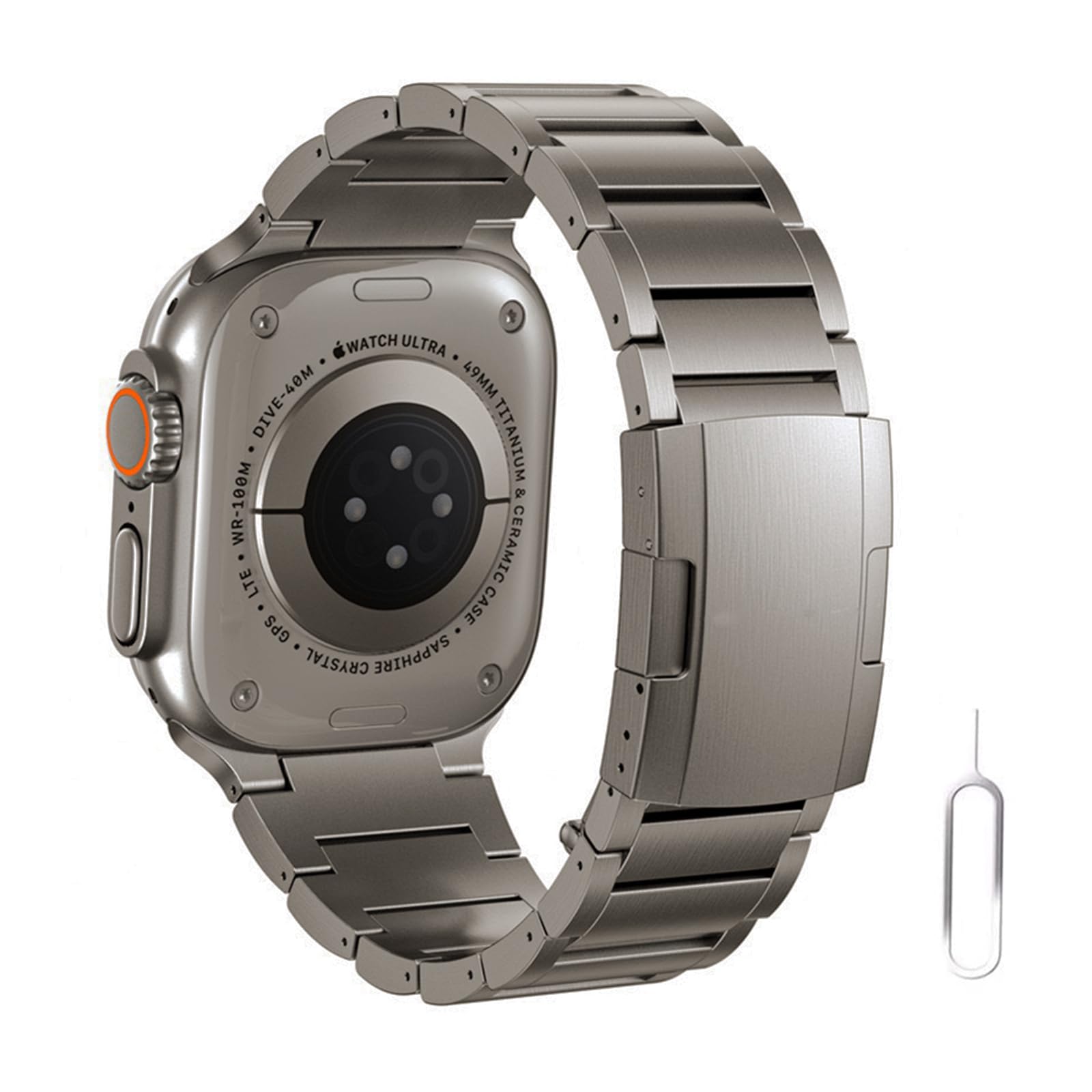 synsing Titanium Band for Apple Watch Ultra 2 49mm Series 10 46mm, Titanium Metal Watchband Strap with Integrated Buckle for iWatch 45mm 44mm 42mm 41mm 40mm 38mm Series 9/8/7/6/5/4/3/2/1/SE, Titan38