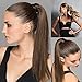 BARSDAR Straight Wrap Ponytail Extension - 26 Inch Long Straight Wrap Around Ponytails for Women, Clip in Ponytail Hair Extensions Synthetic Brown Pony Tails Hairpieces - Dark Brown & Auburn