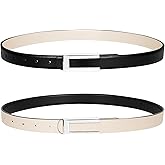 SUOSDEY Women Skinny Leather Belts for Dress Jeans Belt for Women with Gold Buckle，Width 0.9"