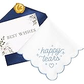 Happy Tears Handkerchief,Something Blue Gift for Bride,Bridal Weddings Hankie,Wedding Party Accessory -11" x 11"