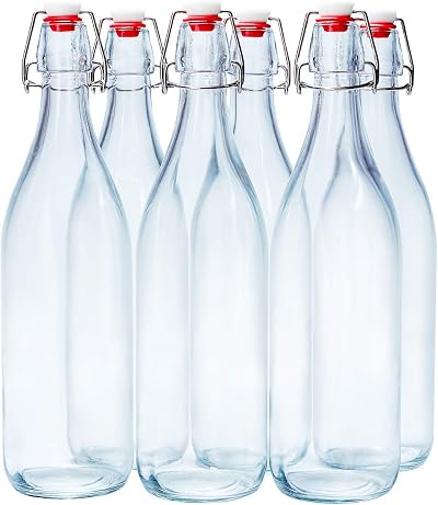 Danmu Art 6PCS Glass Bottles 1000ML Swing Top Airtight Preserve Bottles