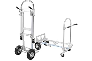 TOPDEEP 2 in 1 Aluminum Hand Truck, Industrial Convertible Hand Truck and Dolly 1000 LBS Capacity, Heavy Duty Hand Truck Flatform Cart with 10" Hi Tech Rubber Wheels