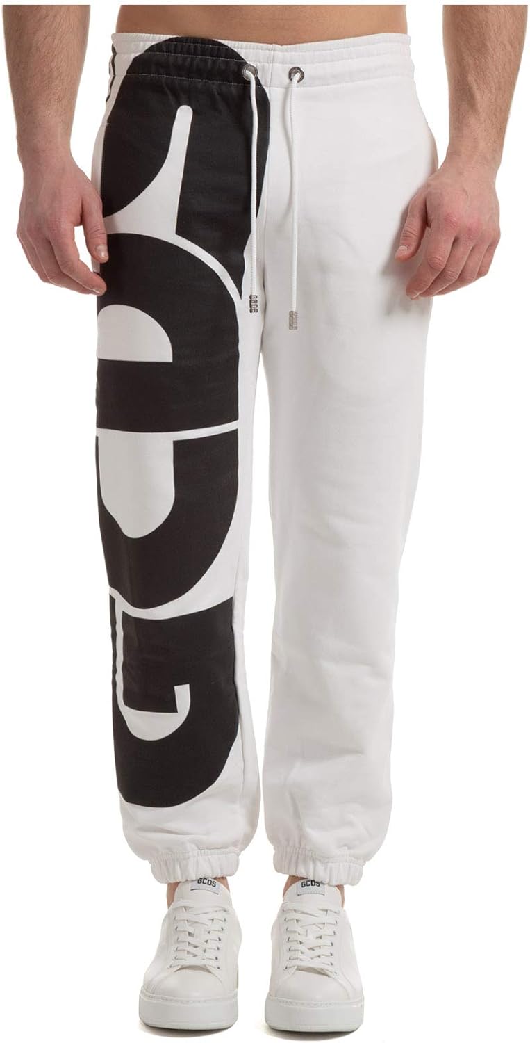 GCDS Men Tracksuit Bottoms Macro Logo White Amazon.co.uk Clothing