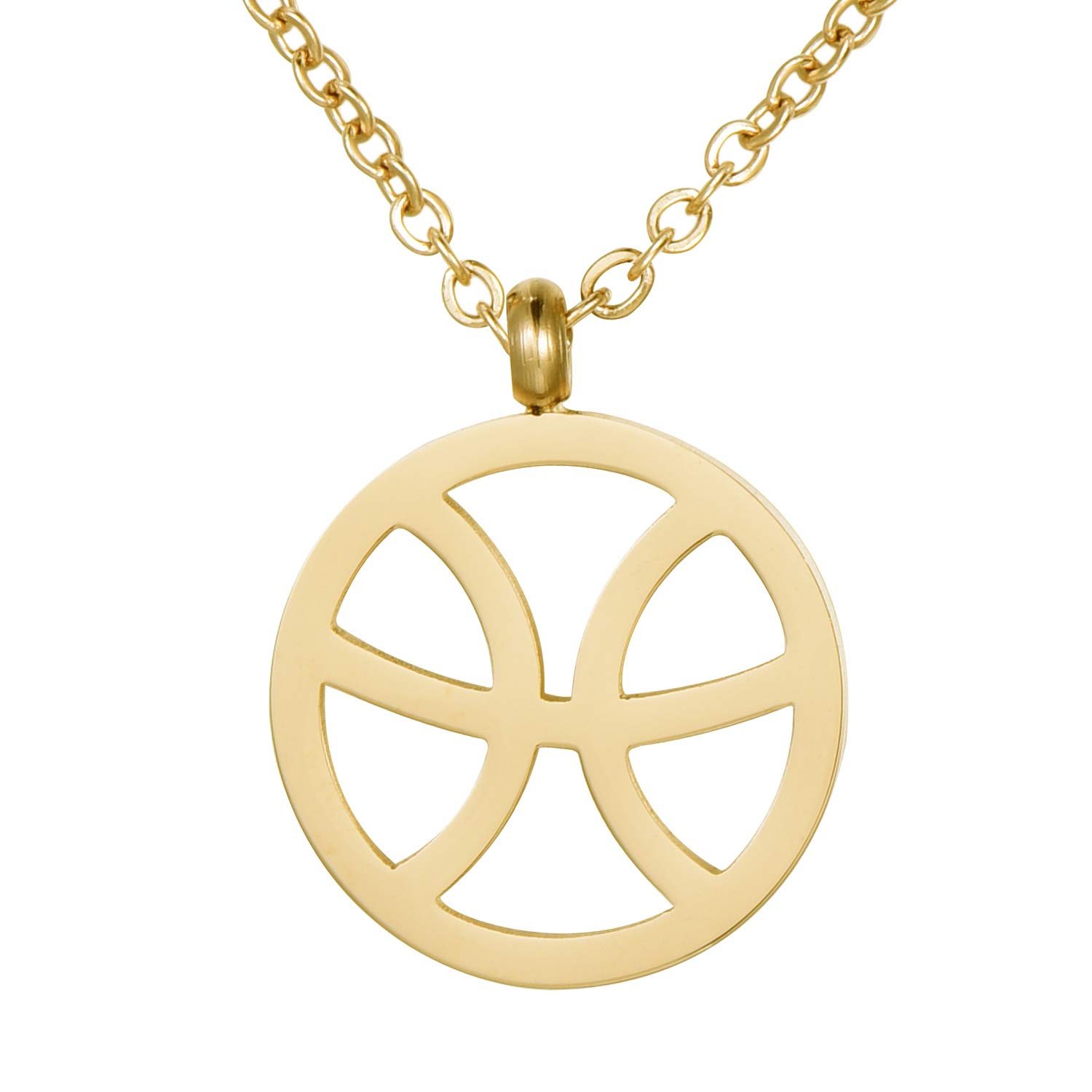 Morella Women's Stainless Steel Necklace Gold with Pendant Star Sign Pisces in a Velvet Bag