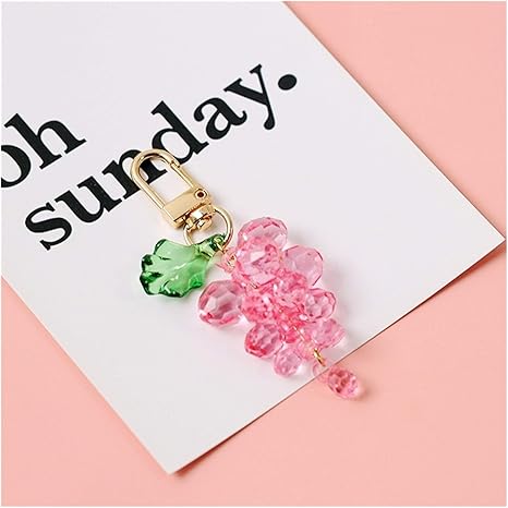 Amazon Co Jp キーチェーン かわいい3dブドウラインストーンarylicクリスタルpompomのカーキーホルダーキーチェーンチャームペンダントリングアクセサリー Color Powder ホーム キッチン