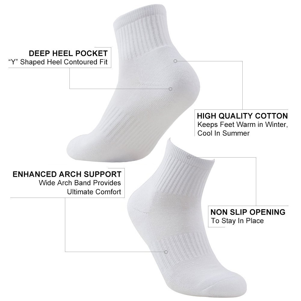 Solid Color Athletic Ankle Socks for Men &Women,Bonangel Low-Cut Cushion Quarter Running Socks Pack