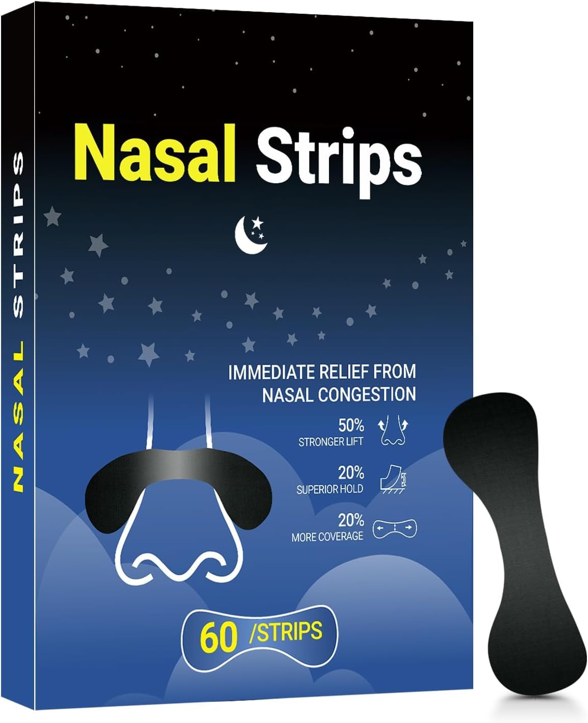 Photo 1 of Nasal Strips for Snoring?60 Count),Extra Strength Nose Strips for Breathing,Hypoallergenic Strong Nasal Strips Tape, Boost Oxygen Inhale, Improve Sleep Quality-Latex Free, Skin Safe Snoring Tape