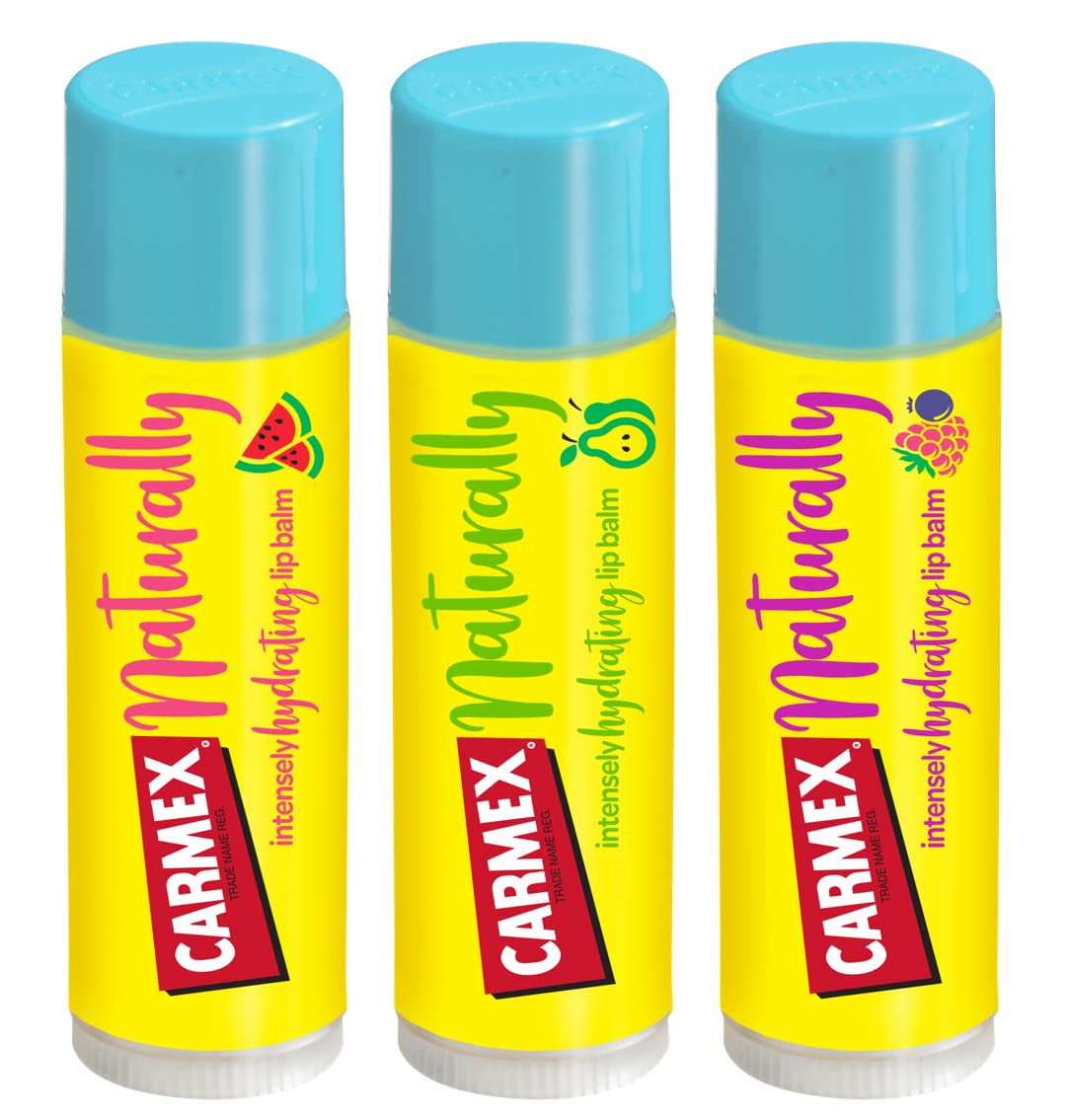 Carmex Lip Balm Stick Set | Watermelon, Berry & Pear | Soothes and Repairs Dry, Cracked Lips | SPF 15 Protection | Intensely Hydrating Winter Lip Care Formula (Pack Of 3) — image 1