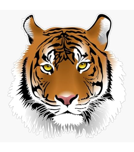 2 Stück Vinyl-Aufkleber 'Wütender Tiger' – 10 Cm Hoch, Glänzend, Für Auto, Laptop & Bastelprojekte