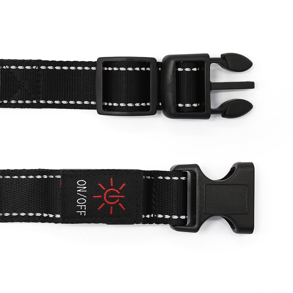 Higo LED Dog Collar,USB Rechargeable,Light Up Adjustable Nylon Fabric Reflective Led Pet Collar (L, Pink)