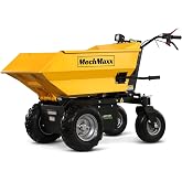MechMaxx 1100Lbs Loading Battery Powered Barrow Electric Mini Dumper Dump Cart Wheel Barrow, with 30W Light, 1000W 48V Brushless DC Motor, LED Display Screen, Model E50 (Yellow)