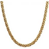 LAPRECIEUZ DE ARTHES JEWELRY 18K Yellow Gold-Plated Braided Herringbone Twisted Rope Chain Necklace for Women, 18" - Non-Tarnish, Waterproof, Hypoallergenic