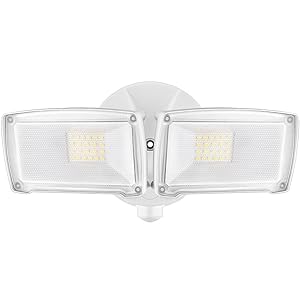 LEPOWER 2500LM LED Security Light, 22W Super Bright Outdoor Flood Light, ETL- Certified, 5500K, IP65 Waterproof, 2 Adjustable Heads for Entryways, Stairs, Yard and Garage(White Light)