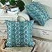CaliTime Faux Silk Throw Pillow Cover Case for Couch Sofa Home Decor Two-Tone Circles Rings Geometric Chain Embroidered 18 X 18 Inches Teal