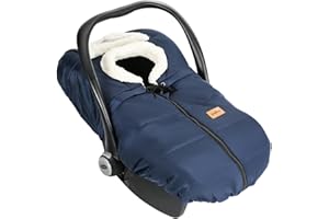 Zooawa Car Seat Cover for Babies, Winter Infant Car Seat Cover with Visible Mesh Window, Waterproof & Coldproof Carseat Cover with "T" Shape Zipper for Most Newborn Car Seat, Indigo