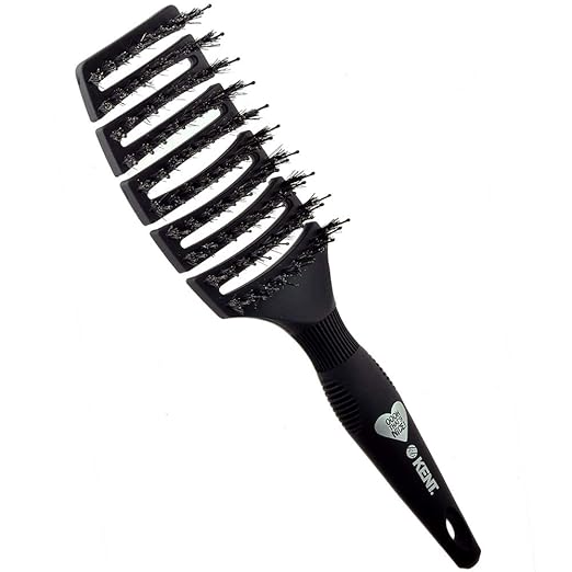 Kent OOOH Curved and Vented, Soft Natural Boar Bristle Hair Brush For