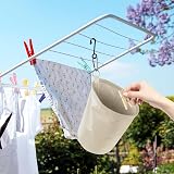 Vicloon Rose Peg Bag Large Clothespin Holder with Drawcord and Hook view 7