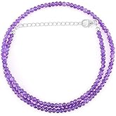 OdrillionGems Natural Amethyst Gemstones Beads 925 Sterling Silver Necklace, Choker Women Jewelry, Handmade, February Birthstone, Valentine Gifts, Size 18 Inches