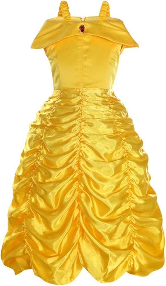 Mitefu Costume De Cosplay Adulte La Belle Et La Bête Jaune Robe De Princesse Belle Pour Femme M