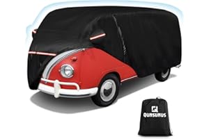 Q QUNSUNUS QUNSUNUS Waterproof Car Cover for VW Bus T1 T2 T3 1950-1992, Outdoor Car Covers with Zipper, All Weather Full Exterior Cover with Straps for Wind, Sun, UV and Dust Protection