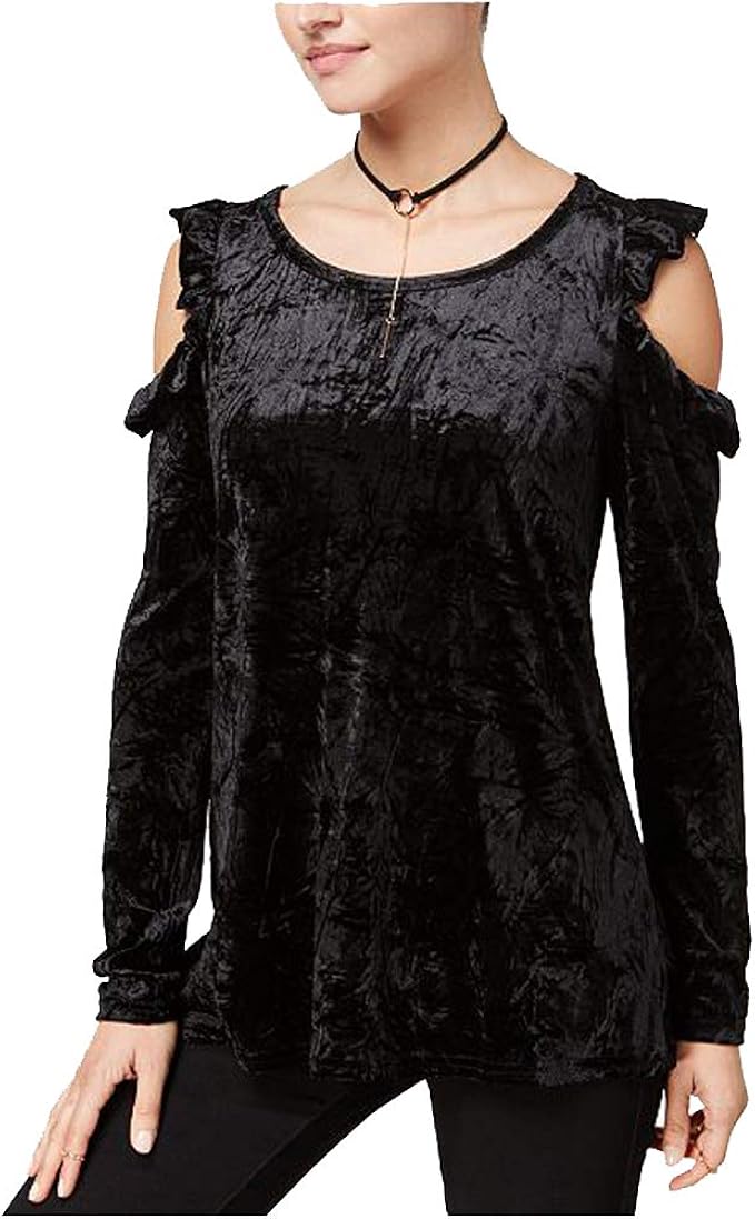 black velvet cold shoulder top