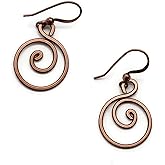 Pillar of Salt Studio Handcrafted Solid Copper Earrings Spiral Hoop (Antiqued Copper, Extra Small, 3/4" drop)