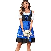 Populus Oktoberfest Outfits Women German Dirndl Dress Traditional Bavarian Plaid October Festival Costume