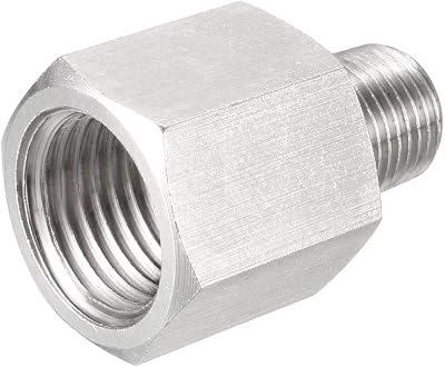 Sourcing Map 1/8 NPT Male to 1/4 G Female Stainless Reducer Adapter