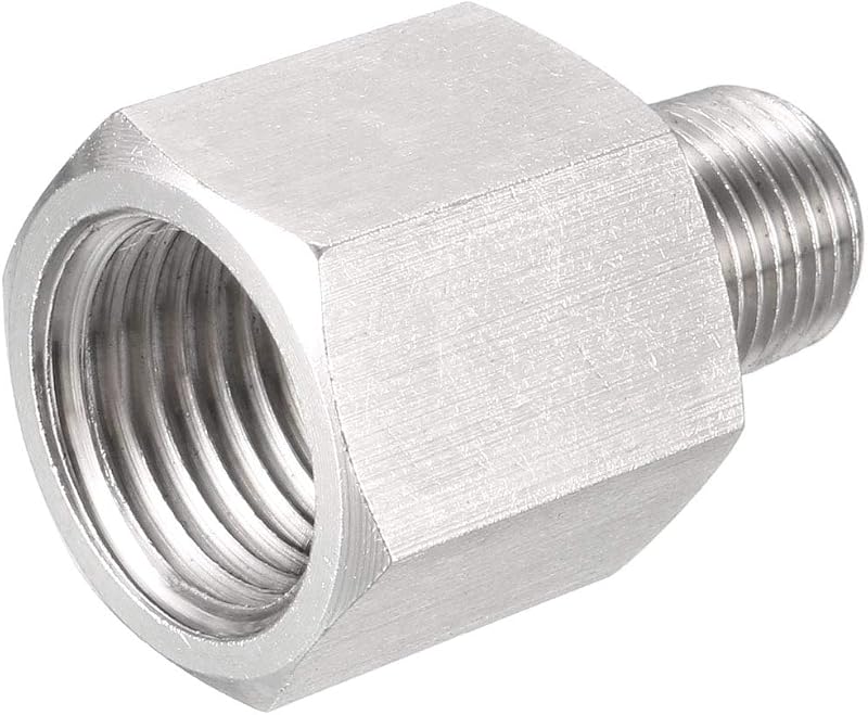 Sourcing Map 1/8 NPT Male to 1/4 G Female Stainless Reducer Adapter