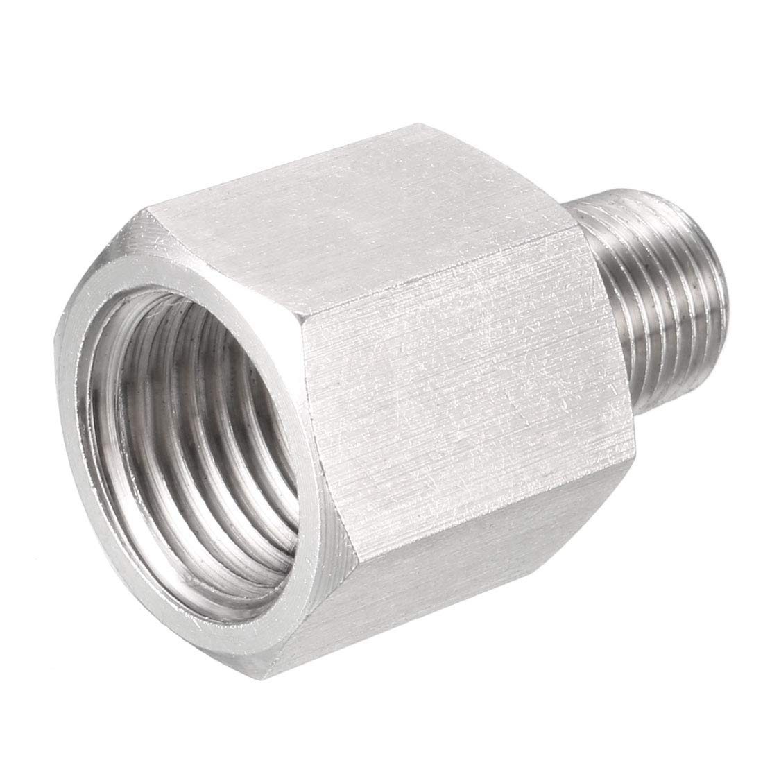 uxcell Reducing Pipe Fitting Adapter 1/8 NPT Male x 1/4 G Female, Stainless Steel for Water Oil Air Pressure Gauge