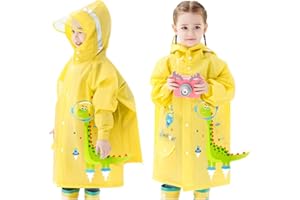 HOVKIB Kids Raincoats Waterproof Rain Jacket Hooded Rain Poncho Toddler Boys Girls Rain Suit Reusable Rainwear 1-8 Years